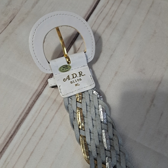 ADR Woven White Gold Silver Tone Belt Size Med Large - Picture 4 of 4